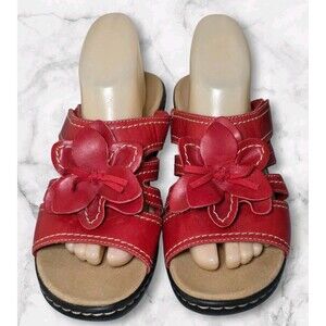 Clarks Collection Lexi Opal Sandals Women Sz 9 Autumn Red Flowers Boho Chic